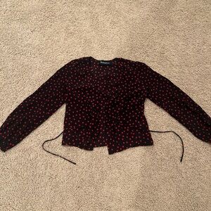 Realisation Par Black Blouse with Red Polka Dots